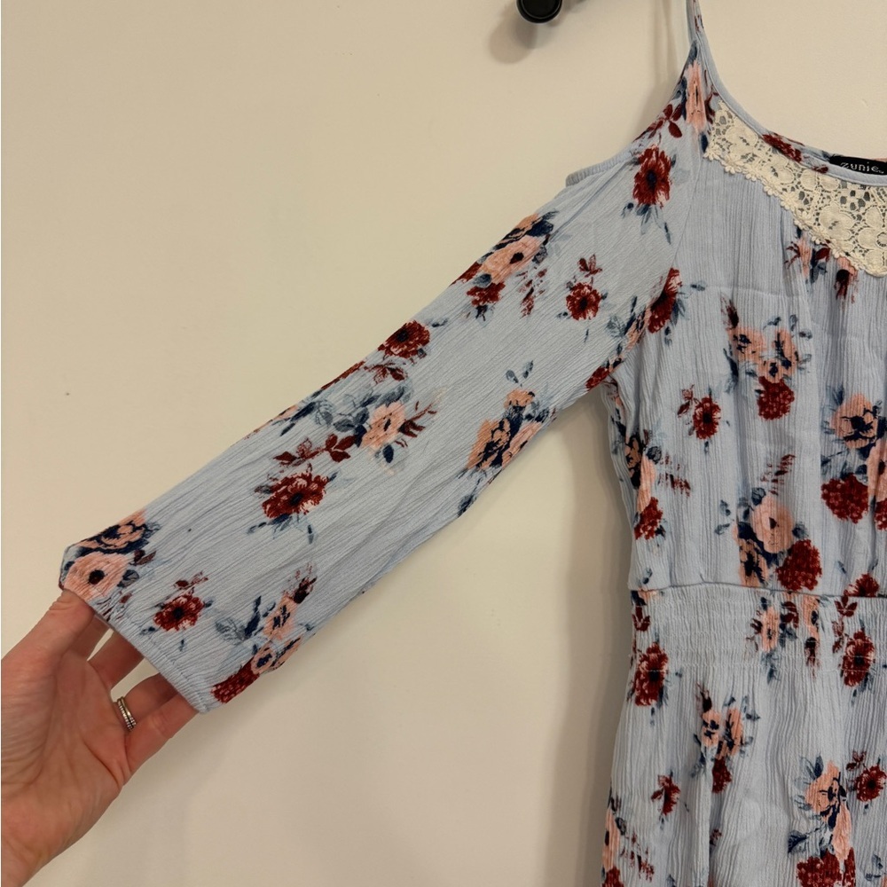 Zunie (GIRLS) size 16 blue floral dress - Picture 2 of 5